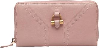 Saint Laurent Pink Leather Long Wallet (Bi-Fold) (Pre-Owned)