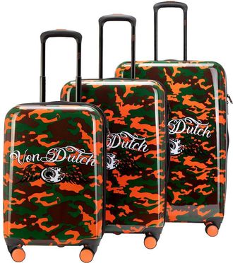 Von Dutch Orange Camo 3Pc Expandable Hardside Spinner Luggage Set