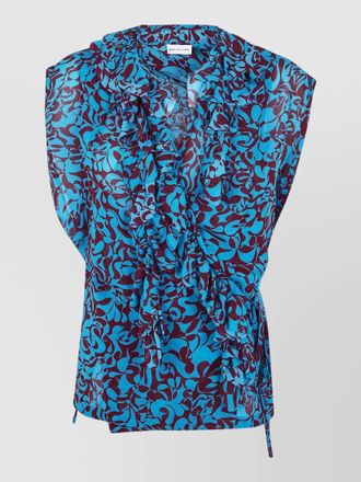 Dries Van Noten clematis blouse abstract ruffles sleeveless top