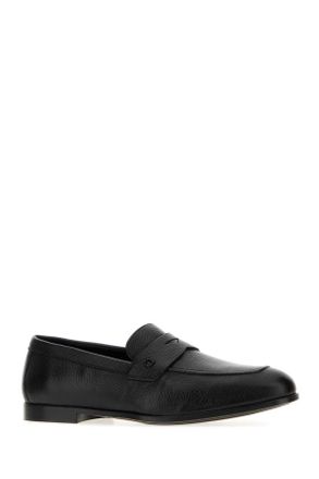Ferragamo Mens Black Leather Tiberio Loafers Neroneronero Mocassini