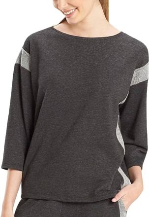 Natori Active Chi French Terry Top In Heather Black