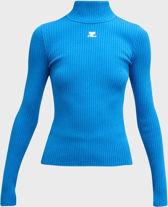 Courrèges Turtleneck Long-Sleeve Rib Sweater