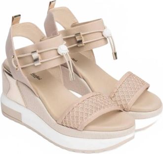 Nero Giardini Womens Utility Wedge Sandals In Palladium