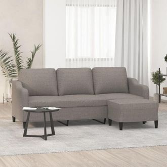 vidaXL Vidaxl - Sofá de 3 plazas con taburete de tela gris taupe 180 cm