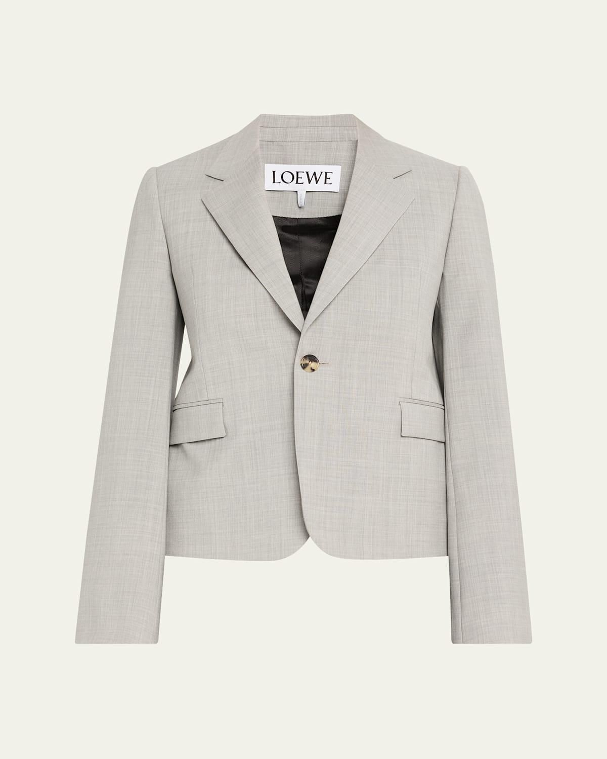Loewe Light gray single-breasted jacket in wool from