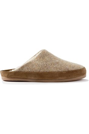 Mulo Suede-Trimmed Shearling-Lined Recycled-Wool Slippers