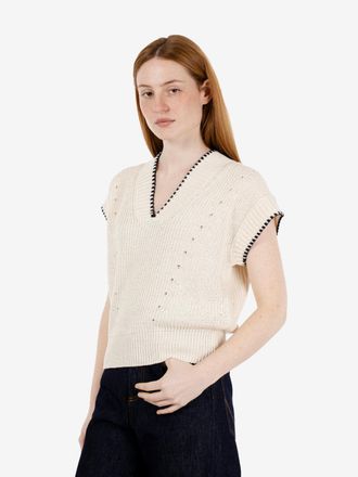 Roberto Collina Slipover a coste ecru / navy