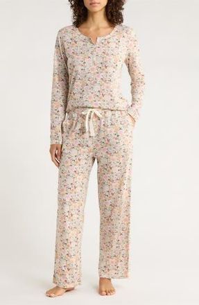 Papinelle Sleepwear Meribel Floral Organic Cotton Pajamas in Strawberry at Nordstrom Rack, Size X-Small