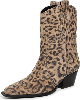 Free People Womens Cat Nap Cowboy Boot, Leopard Suede