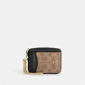Coach Zip Card Case In Signature Canvas