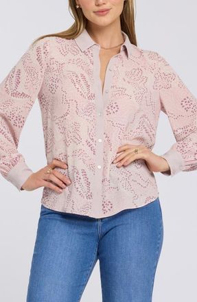 NYDJ Taylor Print Shirt in Rockflower Combo at Nordstrom, Size Xx-Small