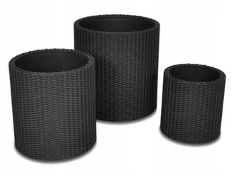 Keter Zestaw Doniczek S+m+l Cylinder Planters Anthracite