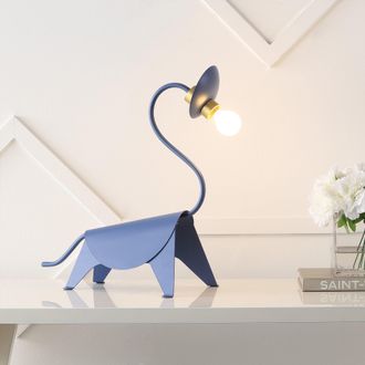 Jonathan Y Designs Bradley 16 Modern Industrial Iron Brachiosaurus LED Kids Lamp, Blue