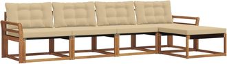 vidaXL Vidaxl Conjunto De Sof&aacute;s De Exterior 5 Uds. Natural Y Beige