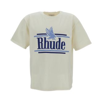 Rhude T-Shirts, male, White, Size: M Logo-print T-shirt
