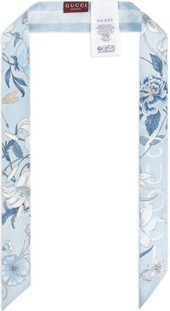 Gucci floral-print neckerchief - women - Silk - One Size - Blue