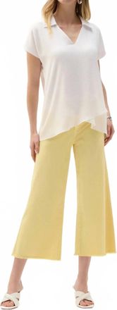 Joseph Ribkoff High-Low Short Sleeve V-Neck Top In Vanilla