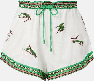 Alemais Al&eacute;mais Wanda embroidered linen shorts