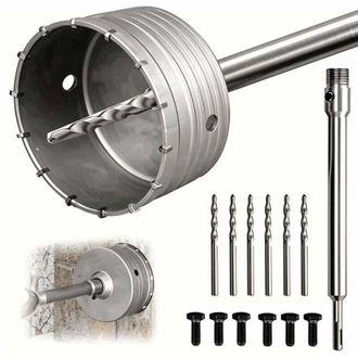 Elle Sierra De Corona De 150 Mm, Varilla De Extensi&oacute;n Sds Plus De 220 Mm, Con Adaptador Sds Plus De 220 Mm Y 6 Brocas De Centrado De 110 Mm, Para Baldosas 