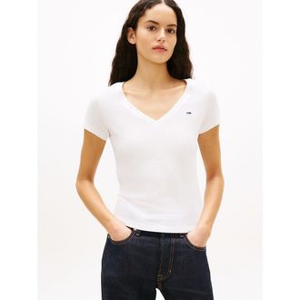 Tommy Jeans T-shirt met V-hals en korte mouwen