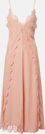 Stella McCartney Lace-trimmed silk midi dress