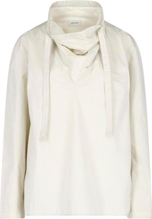 Christophe Lemaire White High Neck Extended Tie Top