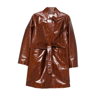 Dries Van Noten Jassen, Dames, Bruin, M, Leer, Ramblas Jacket