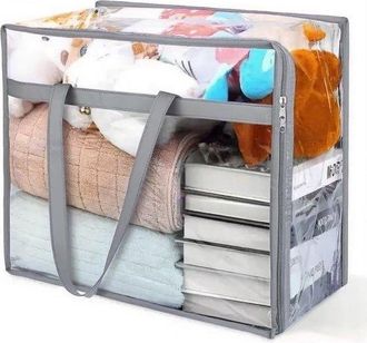 OEM Bolsa De Almacenamiento Transparente - 40 Litros - Plegable - Con Asa - Ideal Para Mudanzas, Guardar Ropa, Mantas Y Juguetes - Negra