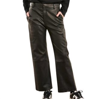 SPRWMN Womens Leather Cropped Trousers In Black