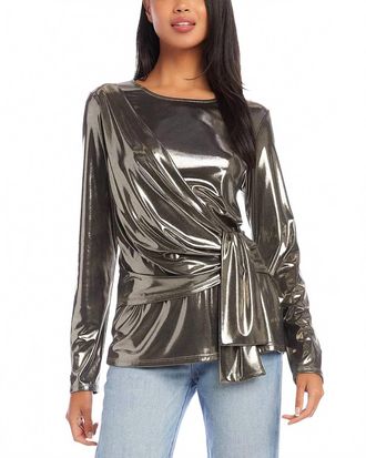 Karen Kane Marlene Drape Front Top In Metallic