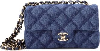 Chanel Classic Single Flap Bag 3D Quilt Printed Denim Mini crossbody bag - Blu