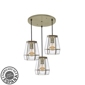 Fabrilamp Plafon Guia 3xe27 Cuero Regx42x42 Cm