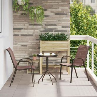 vidaXL Vidaxl - Sillas De Jard&iacute;n Apilables 2 Unidades Textilene Marr&oacute;n