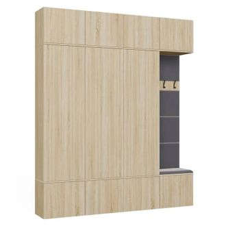 Topeshop Haga Iv 3sz1w - 3x Armario + 1x Barra De Armario - Estantes - 200x35x238 Cm - Roble Sonoma