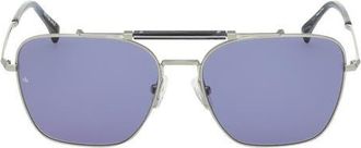 Rag & Bone 56mm Navigator Sunglasses in Silver /Navy Horn /Blue at Nordstrom