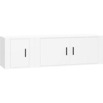 vidaXL Vidaxl - Set De Muebles De Tv 2 Piezas Madera Contrachapada Blanco