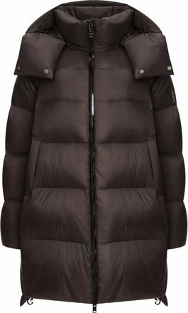 Cesare Gaspari Oversized Hooded Down Puffer Jacket - Dames - Dons jassen - Bruin - XL - Leer - Jassen