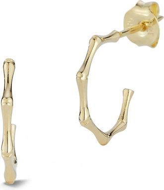 Ember Fine Jewelry Italian 14K Yellow Gold Bamboo-Shaped Hoop Earrings at Nordstrom Rack