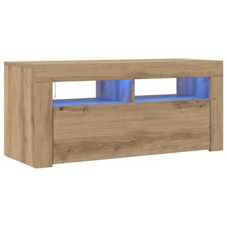 vidaXL Vidaxl - Mueble De Tv Luces Led Madera Roble Artisan 90x35x40 Cm