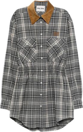 Miu Miu Buttoned Check-pattern Mini Dress
