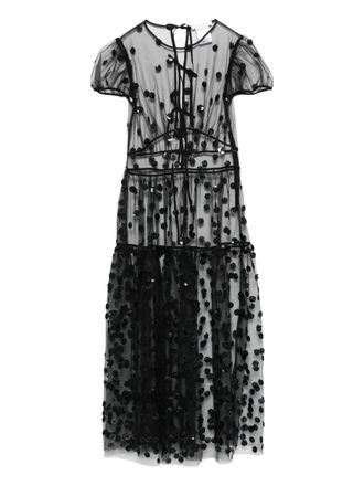 Cecilie Bahnsen Nanna sequin blossom dress - Nero