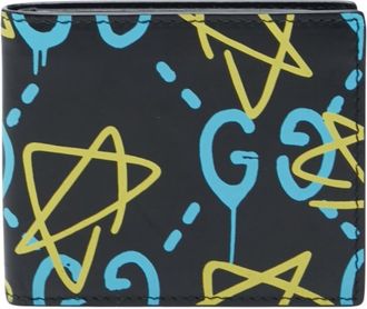 Gucci Black Blue Yellow Pvc Leather Wallet (Bi-Fold) (Pre-Owned)