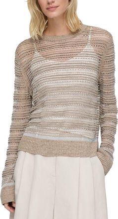 Lafayette 148 New York Lace & Ottoman Stitch Linen & Silk-Blend Pullover