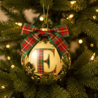 KASANOVA Pallina Natale lettera E 10 cm oro