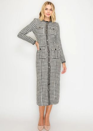 YAL New York Black and White Houndstooth Dress