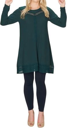 Papillon Lace Inset A-Line Sweater Dress In Emerald