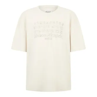 Maison Margiela T-Shirts, male, Beige, Size: L Cotton T-shirt with short sleeves