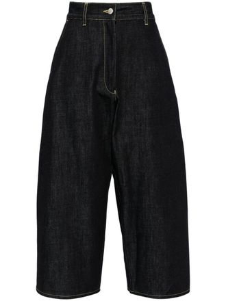 STUDIO NICHOLSON wide-leg cropped jeans - women - Cotton/Recycled Cotton/Recycled Polyester - 10 - Blue