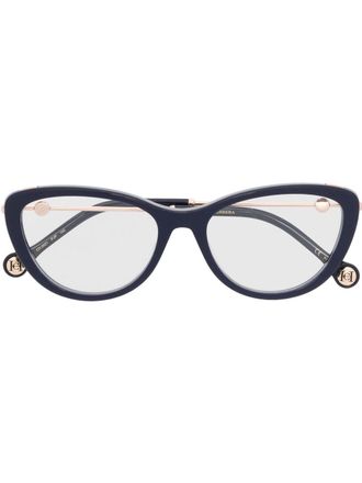 Carolina Herrera cat-eye frame glasses - women - Acetate/Metal (Other) - 54 - Blue