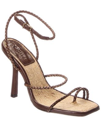 Schutz Kaya Straw High Stiletto Leather Sandal